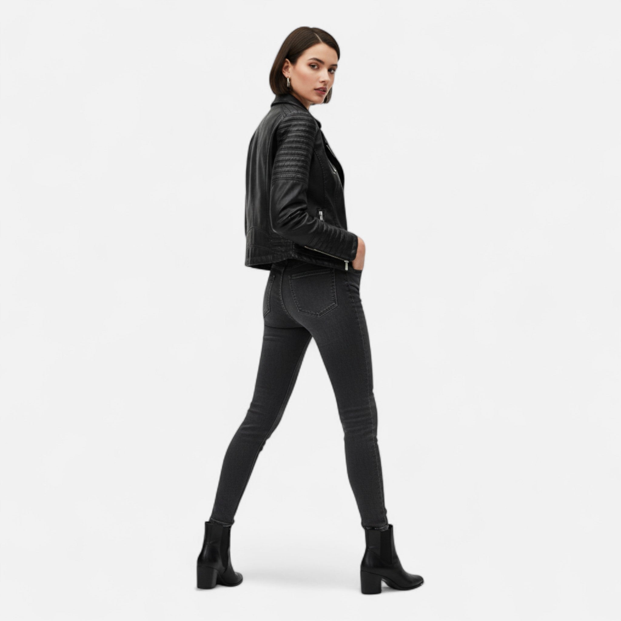 Ancient World | Timeless Women's Leather Biker Design Jacket