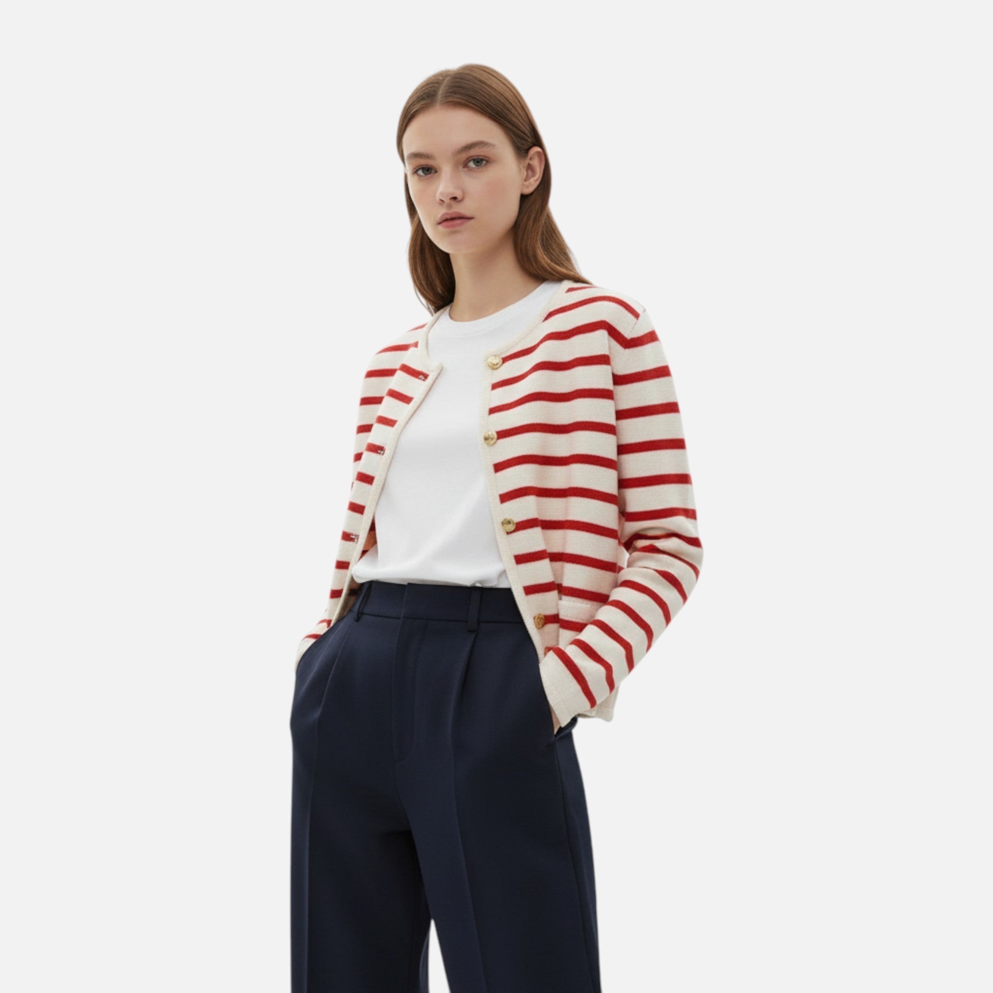 Ancient World | Women's Cropped Striped Cardigan