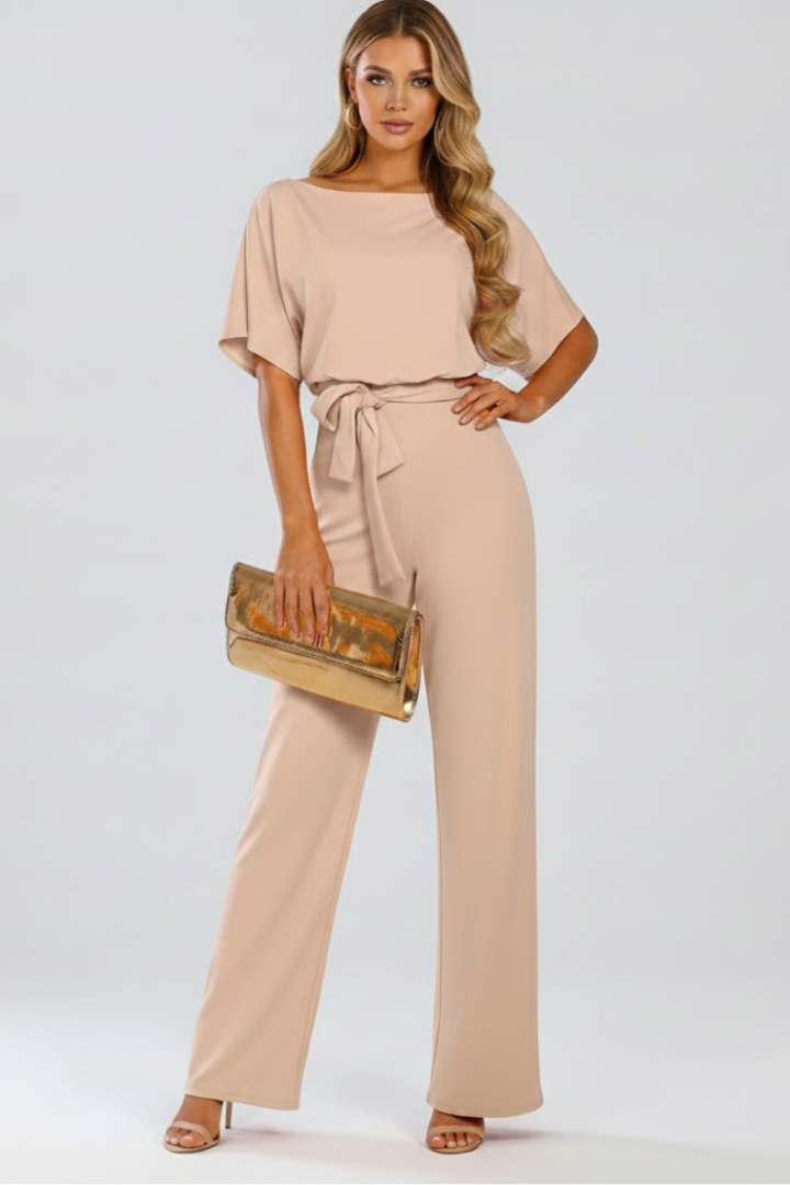 Women's jumpsuit — plain flared style without visible zipper