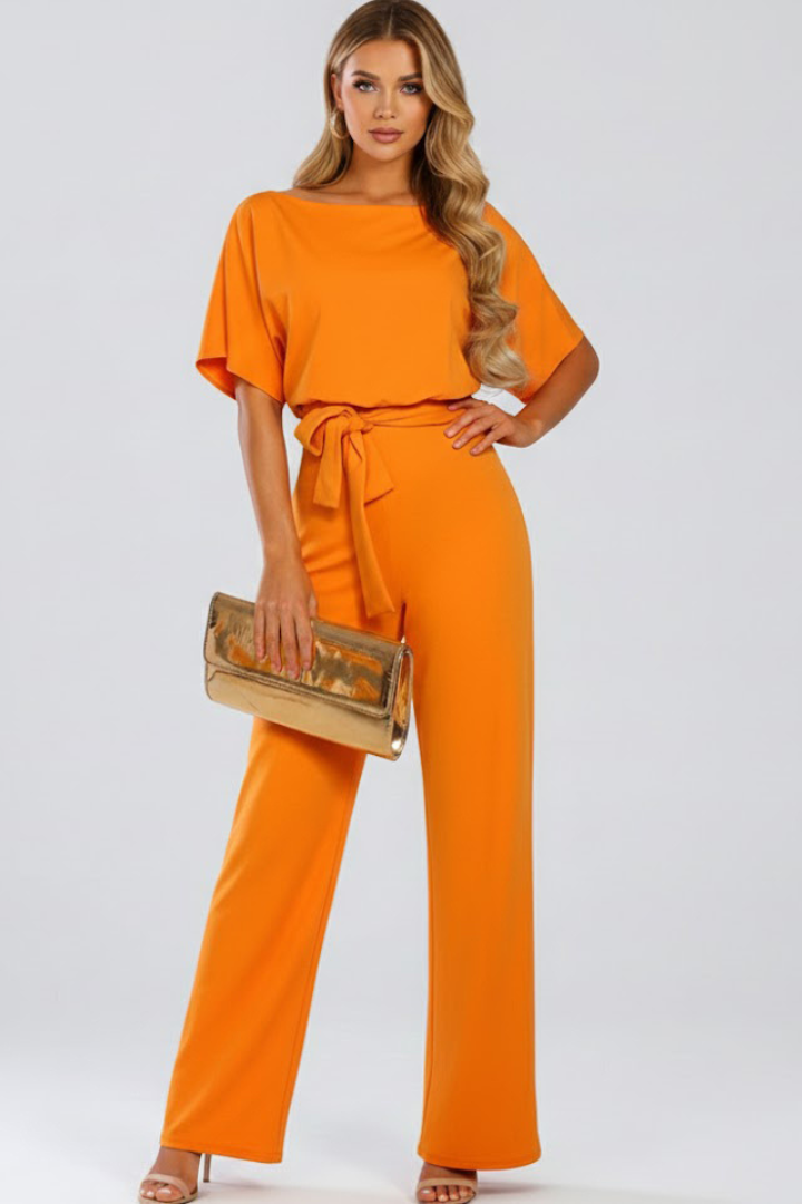 Women's jumpsuit — plain flared style without visible zipper