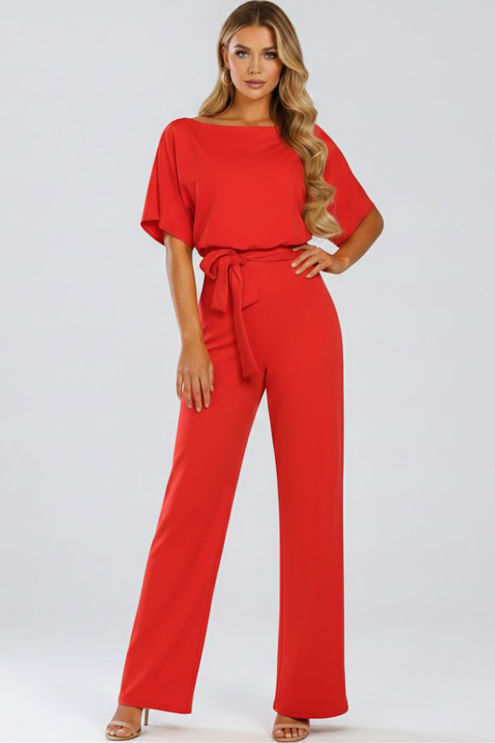 Women's jumpsuit — plain flared style without visible zipper