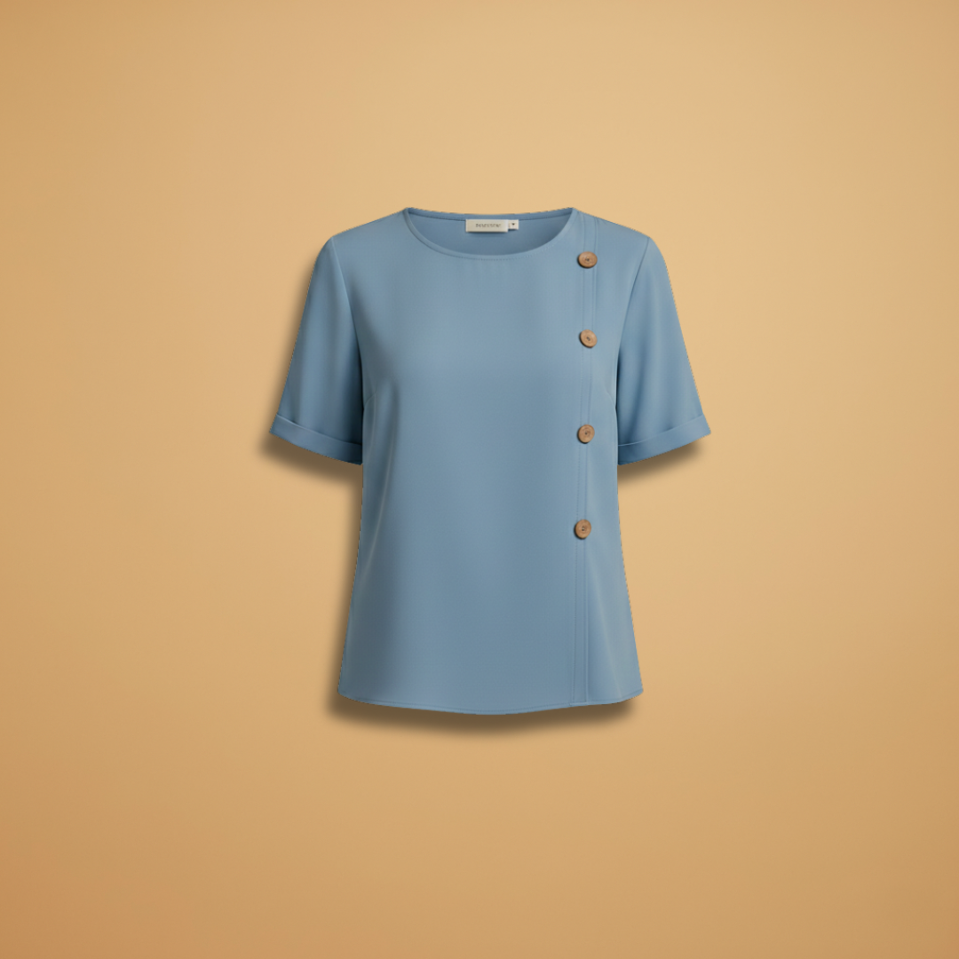 Loose summer top for women — tunic with decorative buttons | vacation