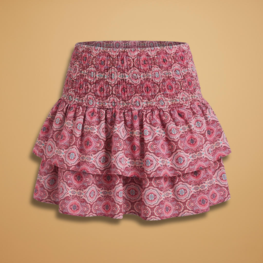 Summer skirt for women - trapeze style outfit with draped design and elastic waistband | vacation