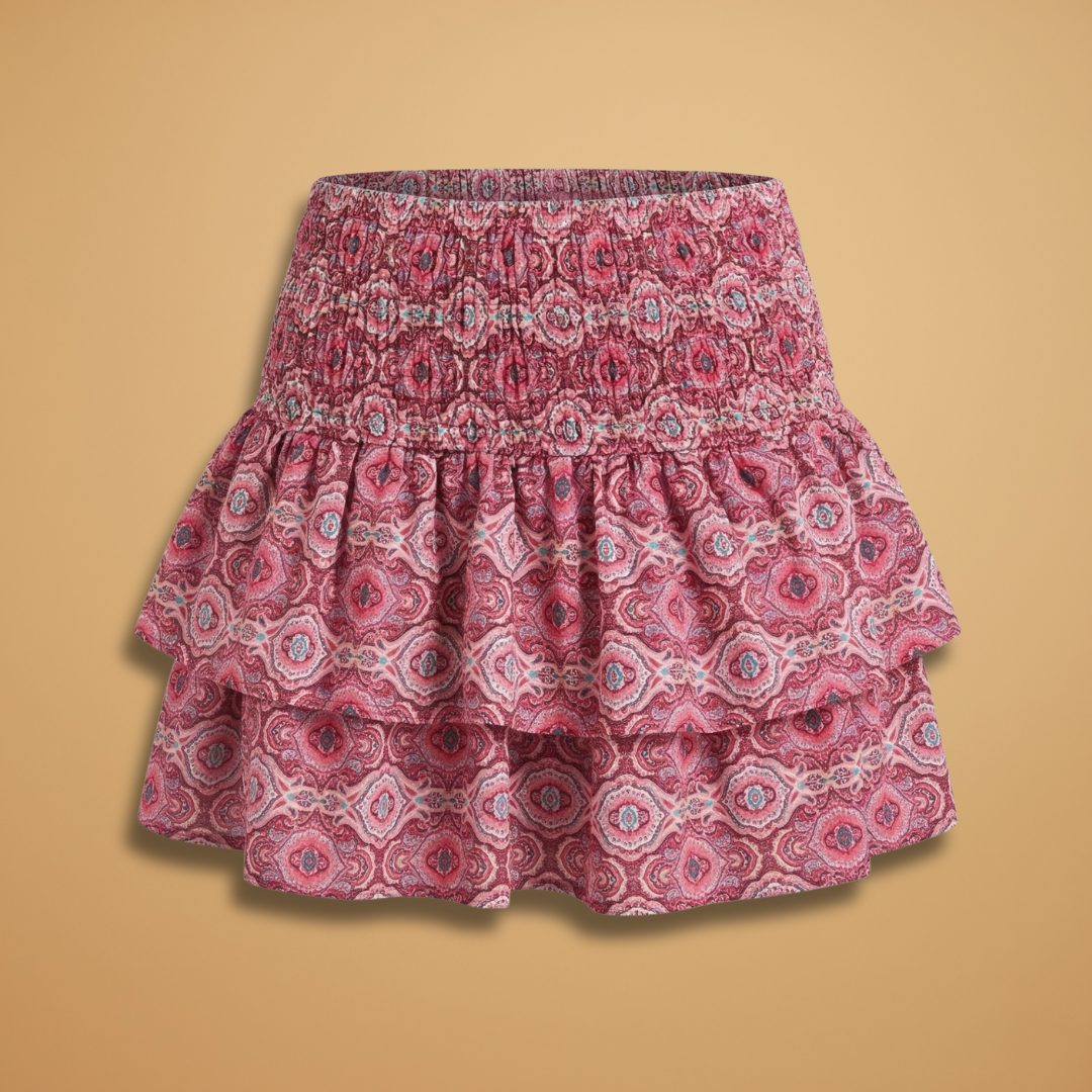 Summer skirt for women - trapeze style outfit with draped design and elastic waistband | vacation