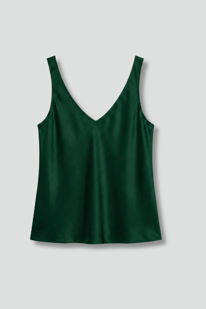 Women's sleeveless top — plain straight cut with deep V-neck | vacation