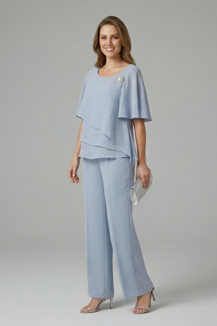 Women's tunic and pants set — fluid straight style without buttons | vacation