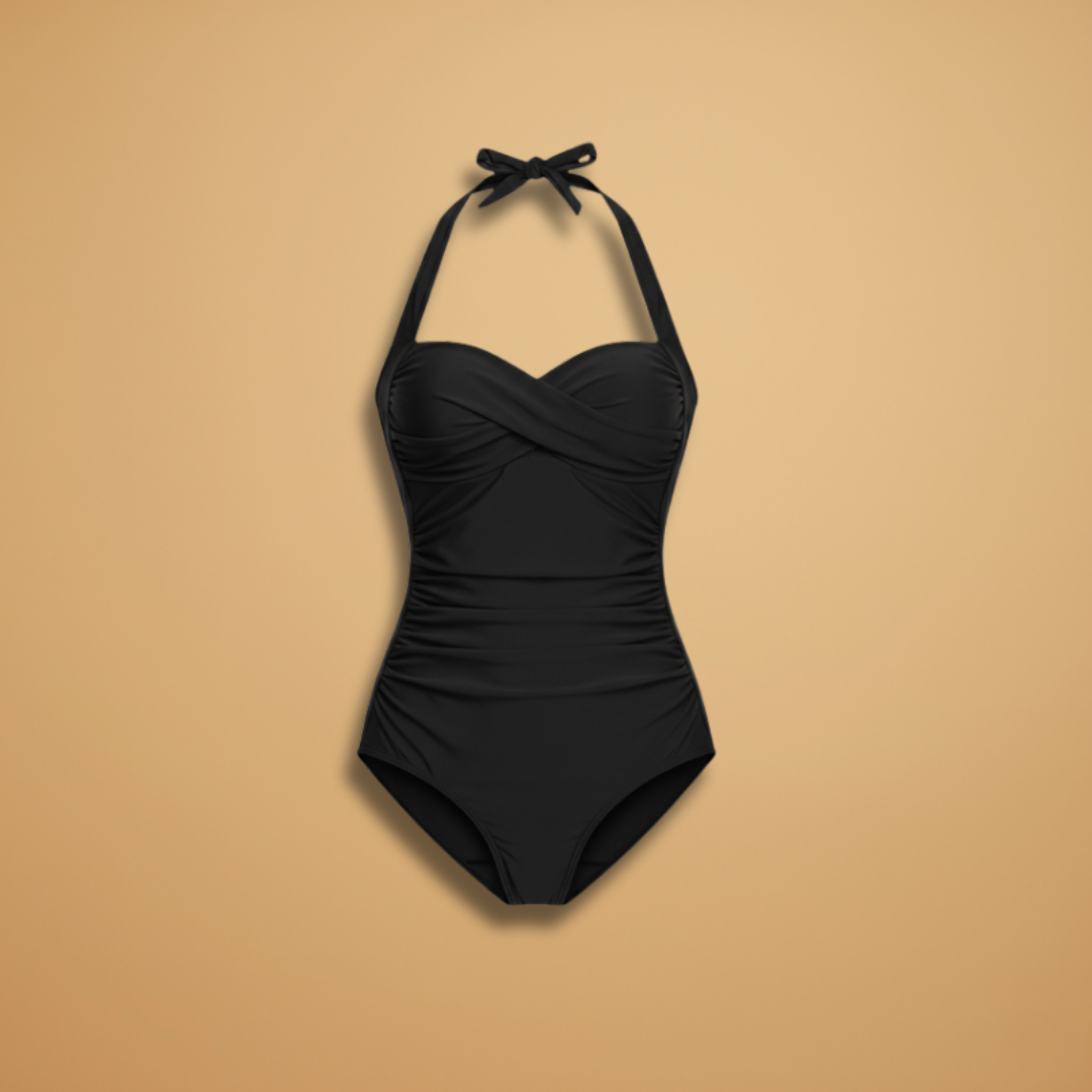 Women's swimsuit - pleated swimsuit with adjustable cord | pool