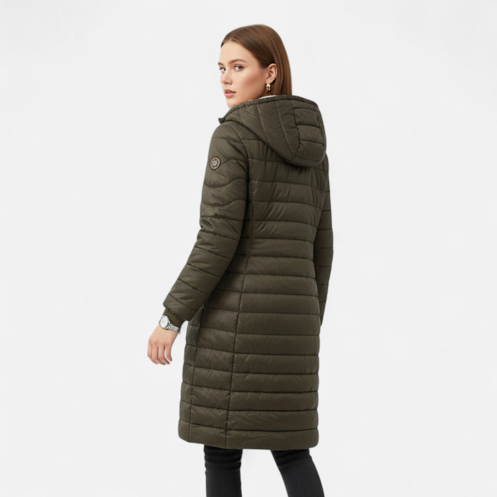 Ancient World | Women's Mid-Length Parka with Hood and Lambswool Lining