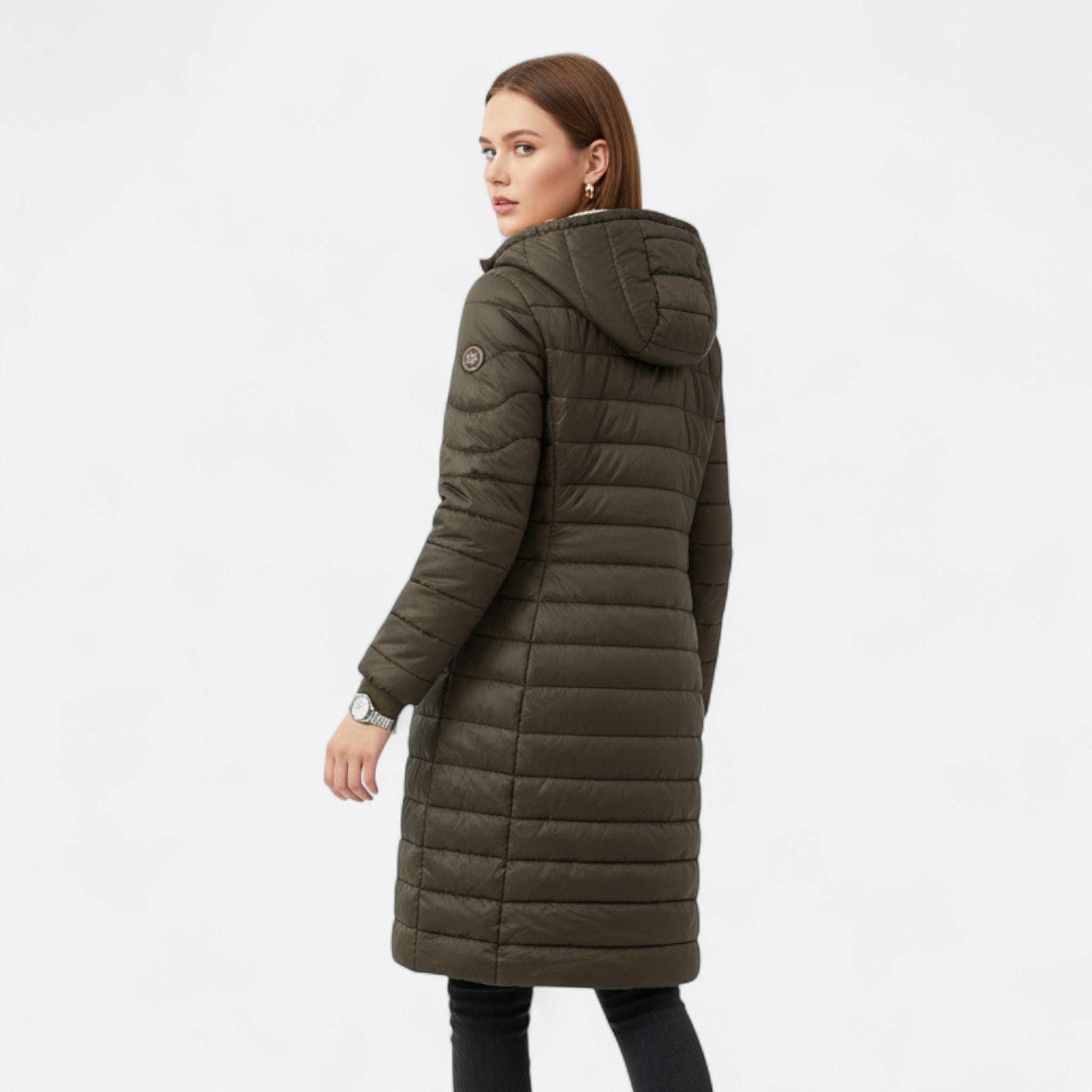 Ancient World | Women's Mid-Length Parka with Hood and Lambswool Lining