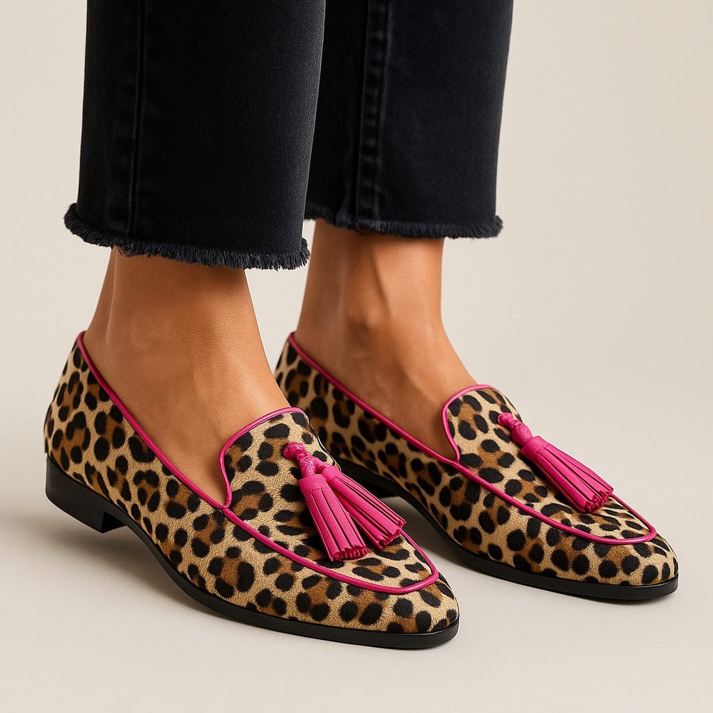 Flat shoes for women - animal print tassel loafers | weekend