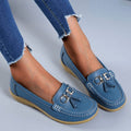 Women's leather moccasin shoes - city shoes with buckles - casual