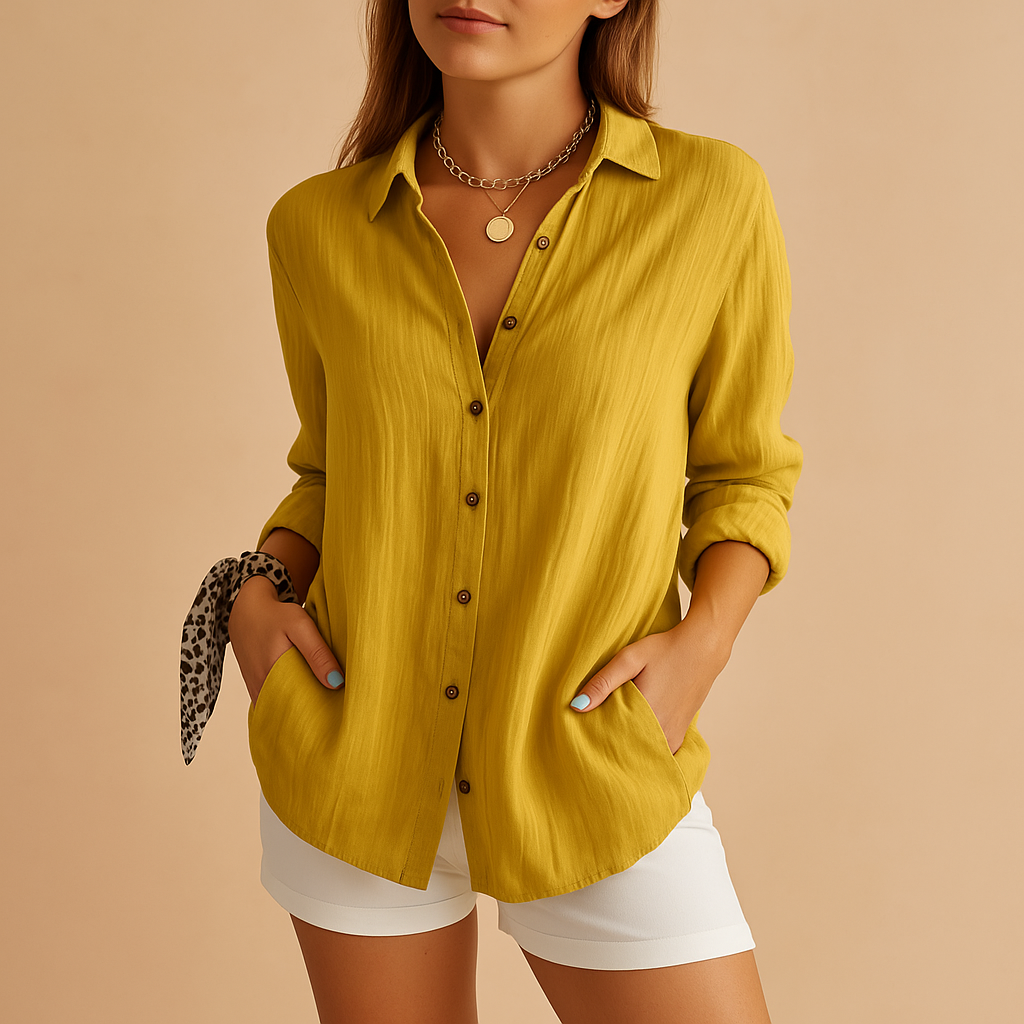 Buttoned tunic for women - casual model with pockets - work