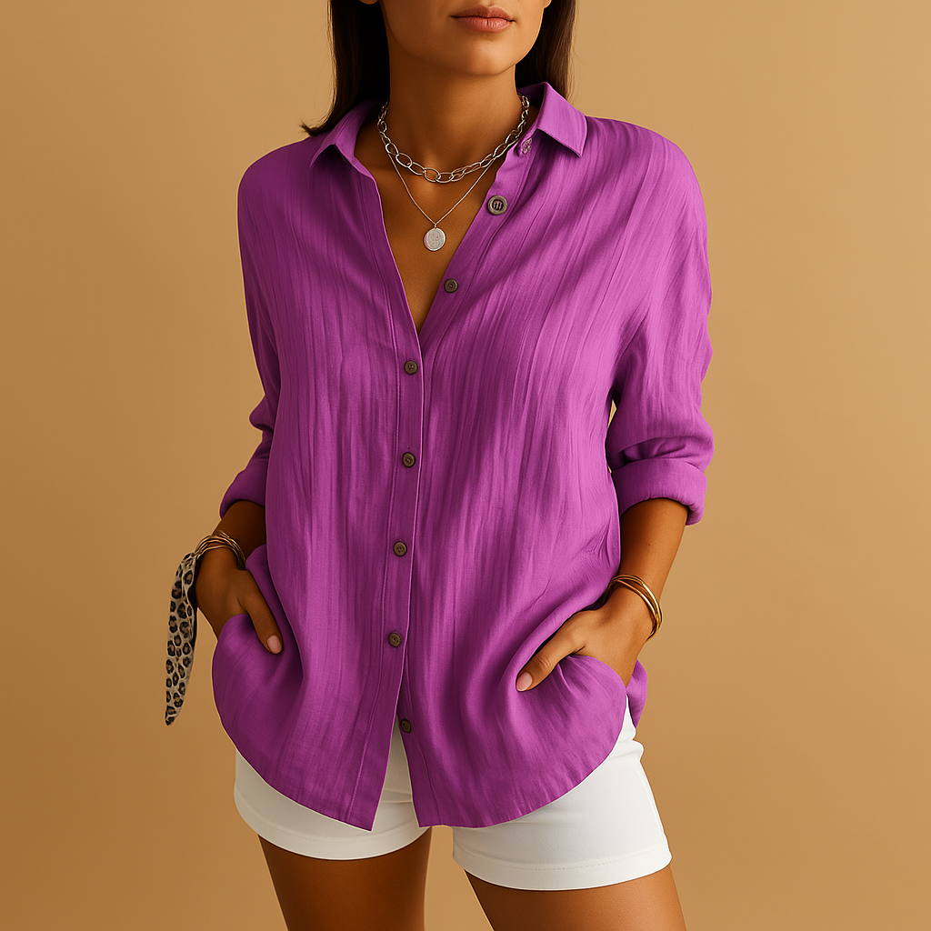 Buttoned tunic for women - casual model with pockets - work
