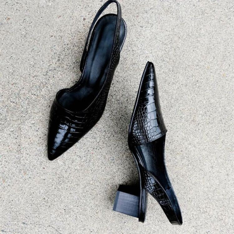 Pointed toe women's shoes - low heel slip-on style - evening