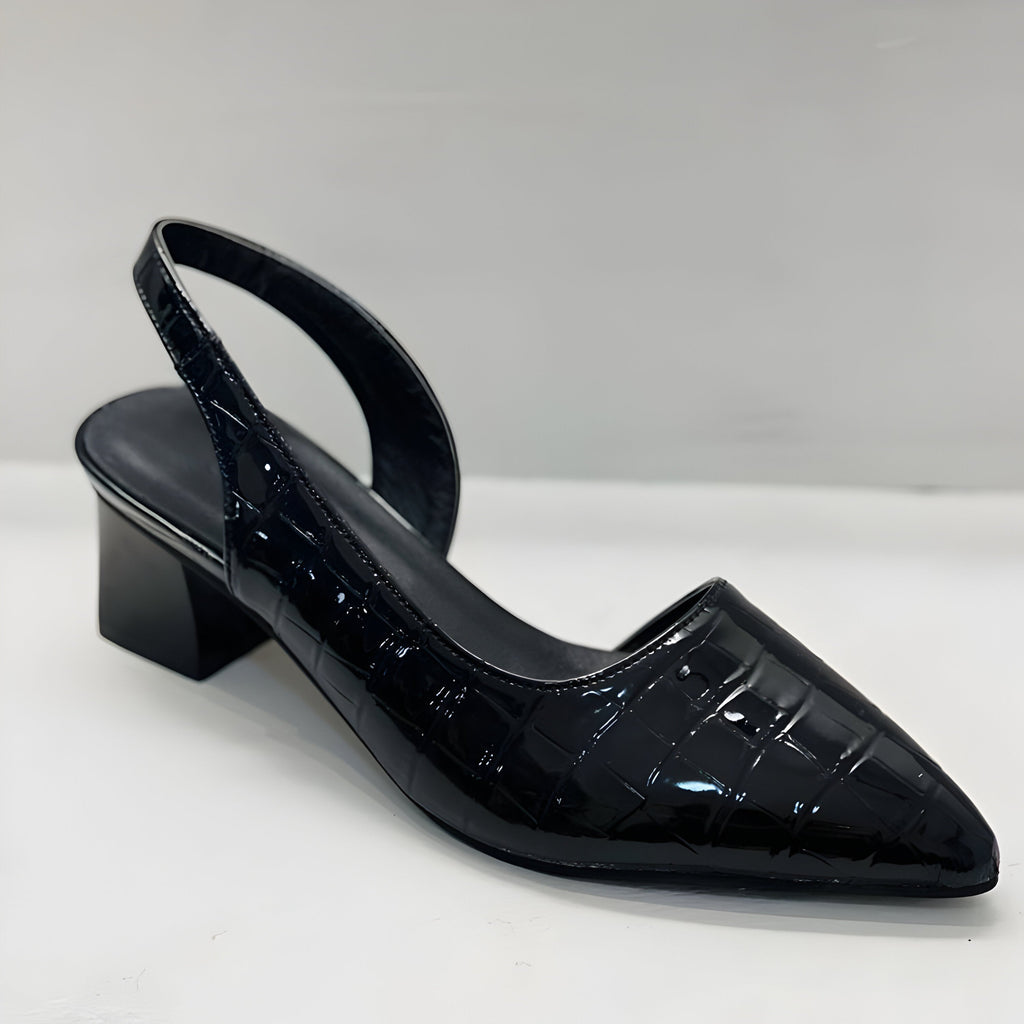 Pointed toe women's shoes - low heel slip-on style - evening
