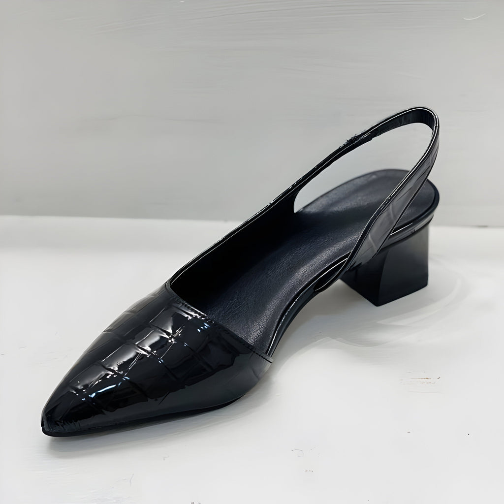 Pointed toe women's shoes - low heel slip-on style - evening